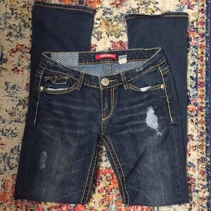 Unionbay Dark Wash Distressed Boot Cut Jeans